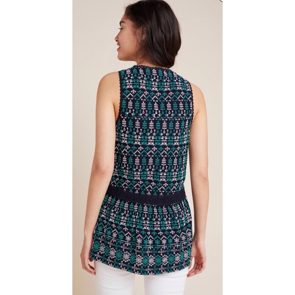 🆕Anthro Maeve Embroidered Peplum Top XL 14 - Picture 2 of 7